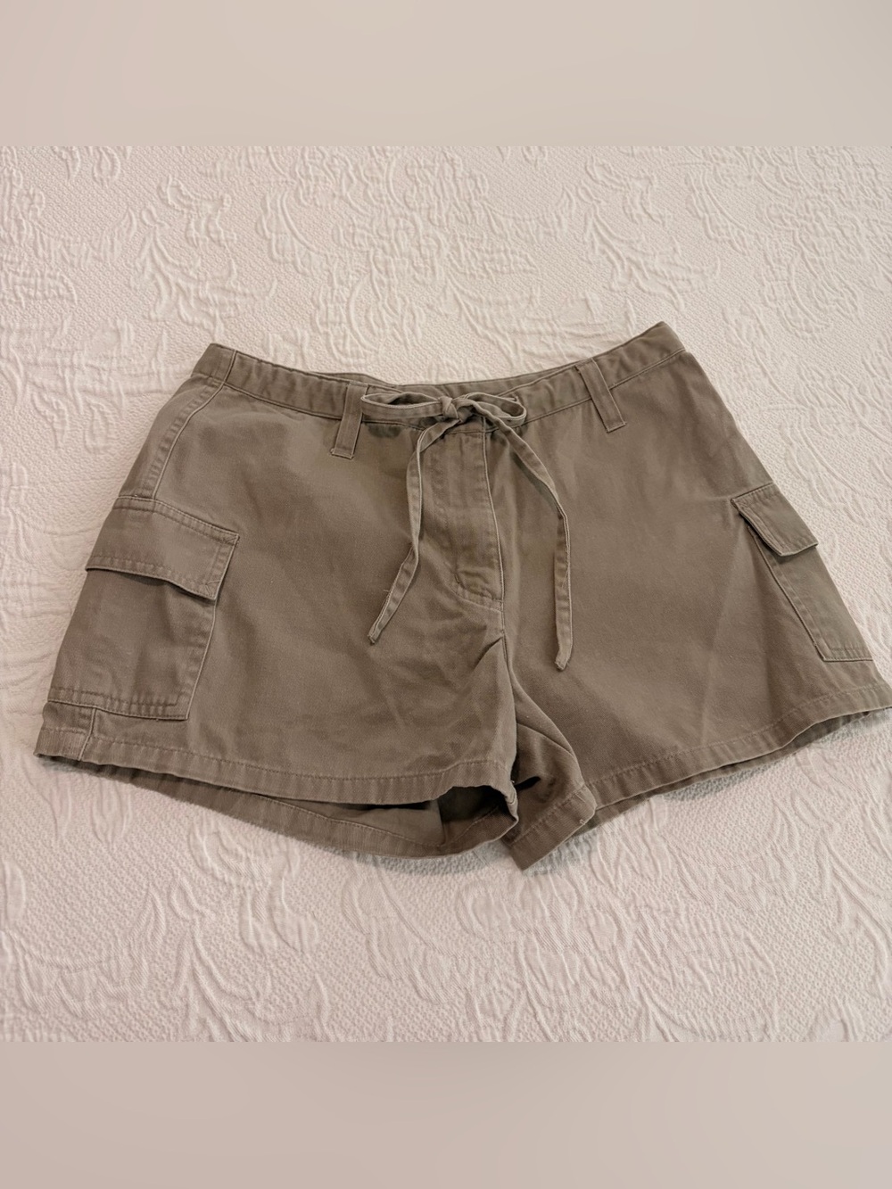 Express Olive Green Cargo Drawstring Shorts